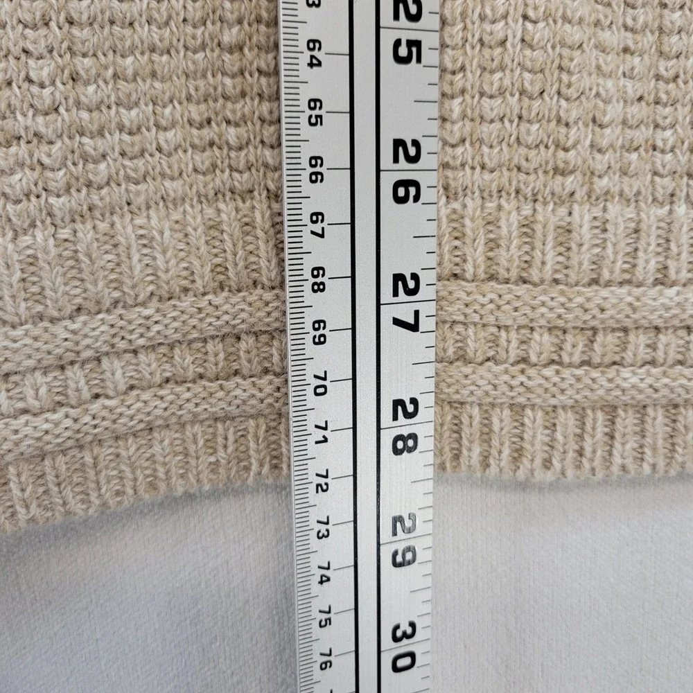 LA LOVING Sweater Vintage Mens L Beige Waffle Knit Crewneck Long Sleeve Pullover